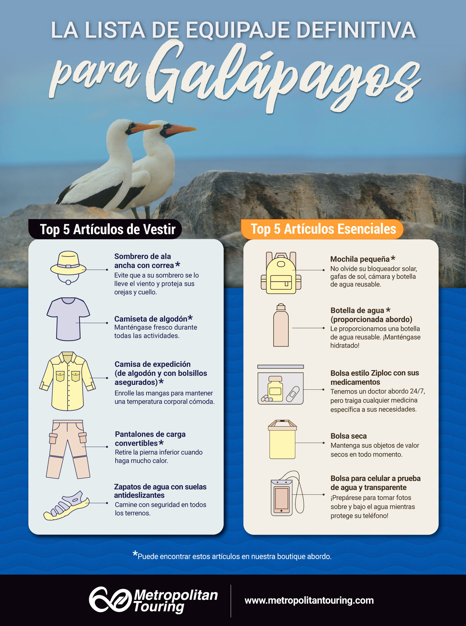 Lista de Equipaje para Galápagos Metropolitan Touring